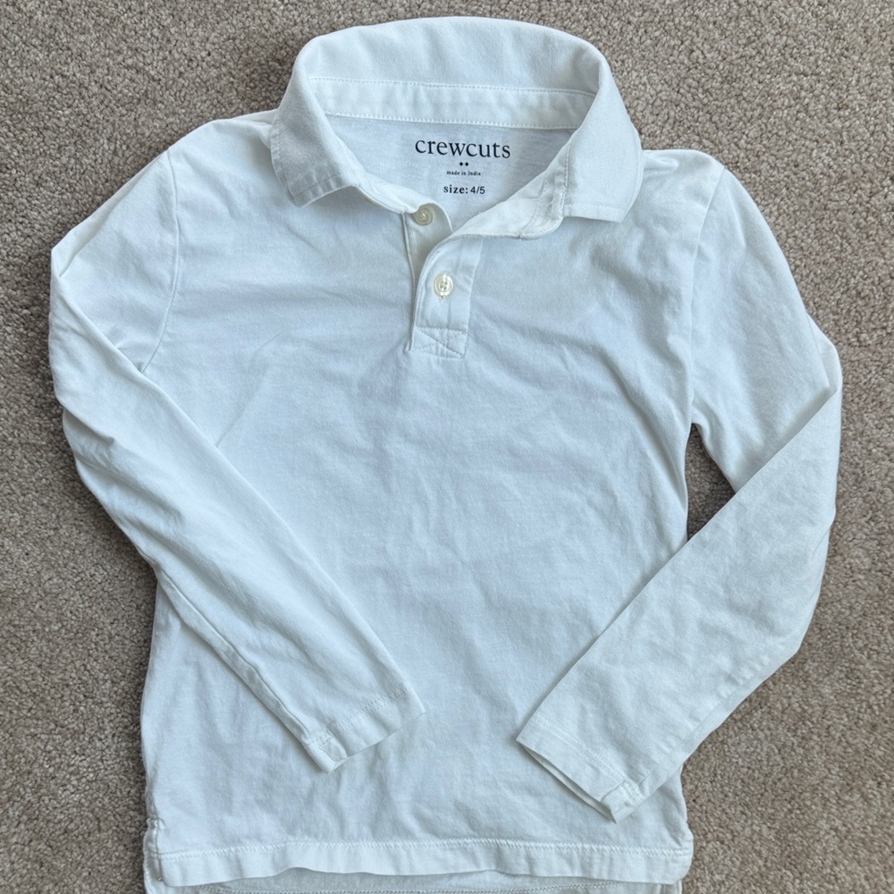 J Crew crewcuts White Long Sleeved Polo Shirt for Kids size 4-5